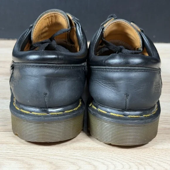 Vintage Dr Martens Shoes Mens 10 Black Leather Derby 8053 Made In England - Picture 7 of 12